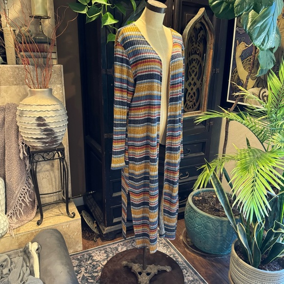 Nikki ribbed stripe duster cardigan plus size - Picture 8 of 12